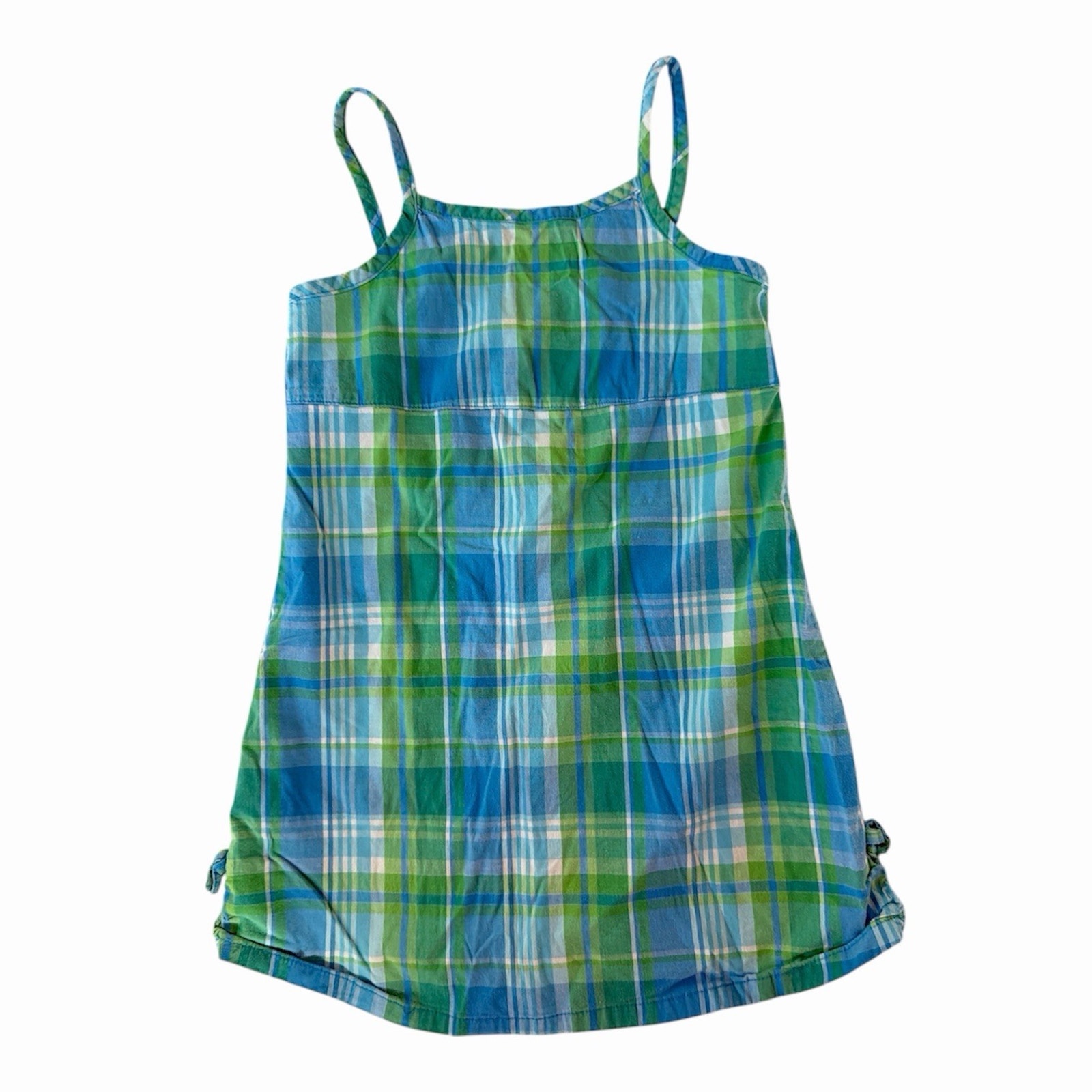 Vintage Y2k Girls Sleeveless Plaid Babydoll Dress With Bows And Zipper Size 5
